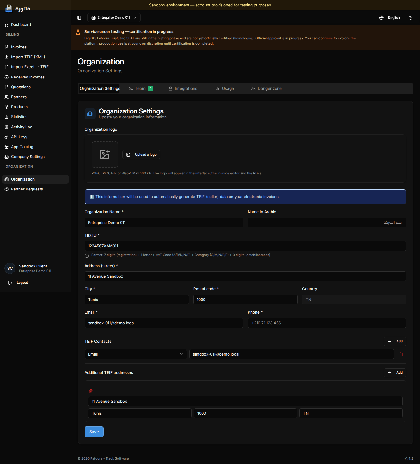 Profil de l’organisation